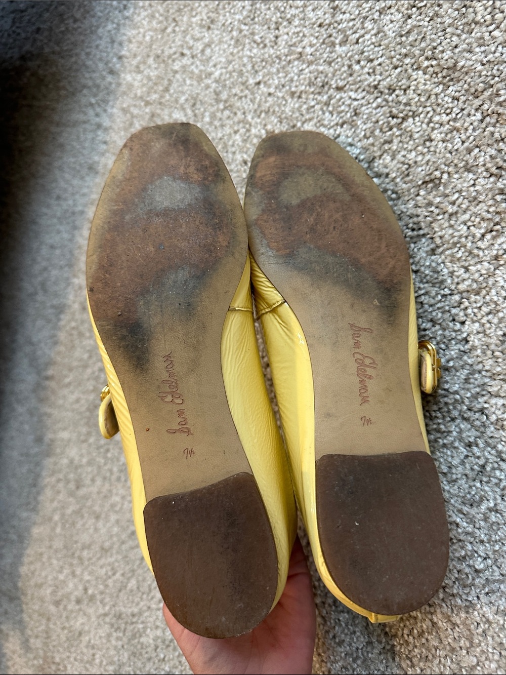 Sam Edelman Butter Yellow Patent Mary Jane Flats - Picture 3 of 6